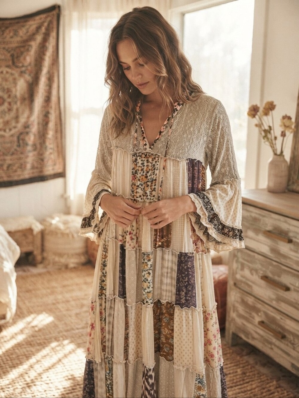 121. Young Threads - The Boss Of All Bohemian Dresses (Slip Lined, Mixed Media)
